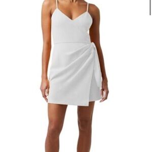 French Connection White Asymmetrical Wrap Mini Dress